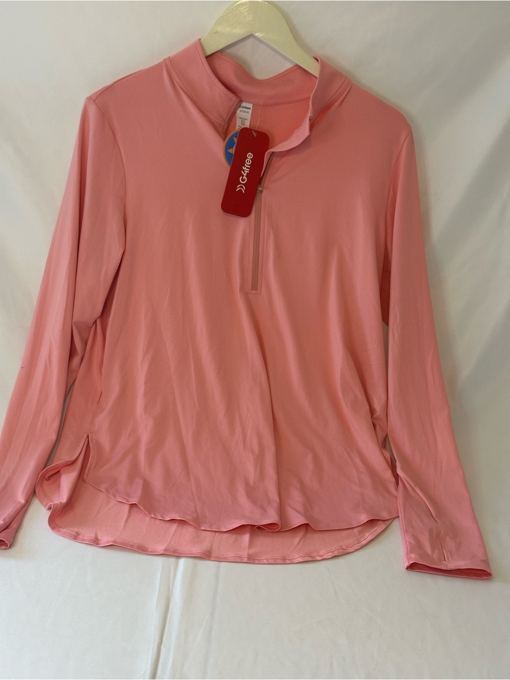 G4Free Women Pink 1/4 Zip Long Sleeve Mock Neck Moisture Wicking Top L NWT